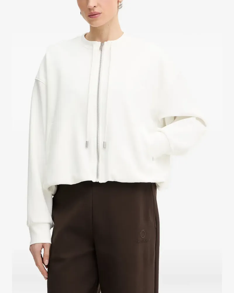 Trussardi logo-embossed zip-up sweater - Weiß Weiß