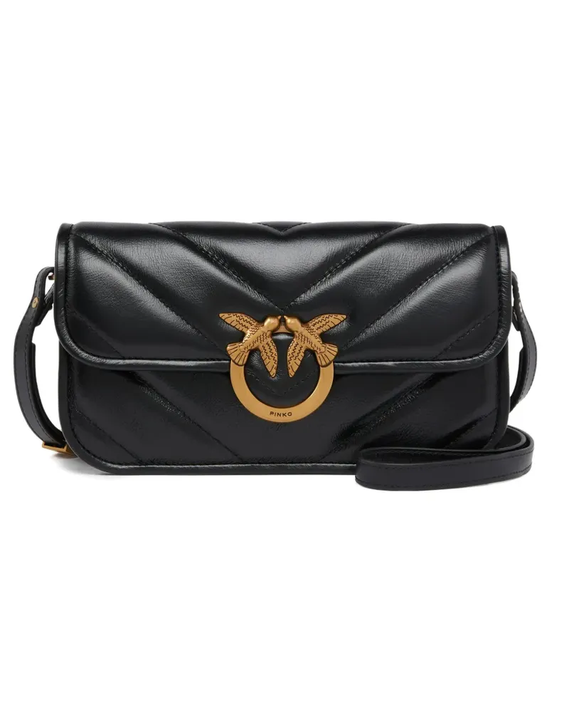 Pinko Schultertasche mit Love Birds-Schnalle - Schwarz Schwarz