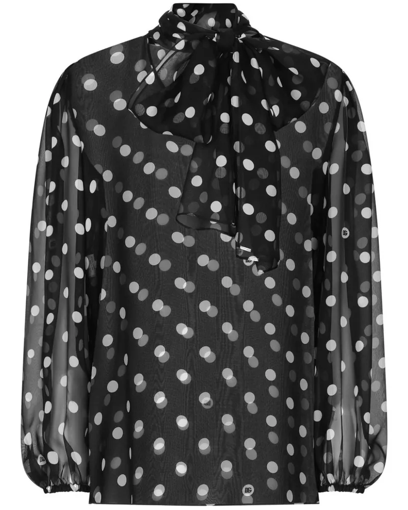 Dolce & Gabbana Schluppenhemd mit Polka Dots - Schwarz Schwarz