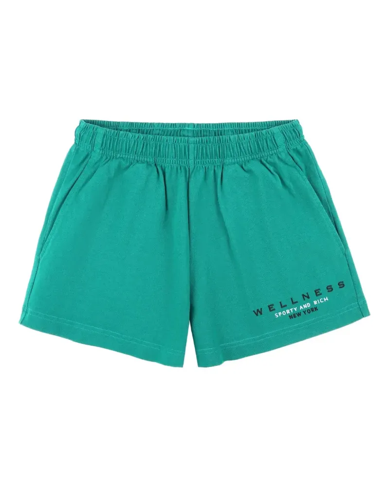 SPORTY & RICH Shorts mit Spellout-Stickerei - Grün Grün