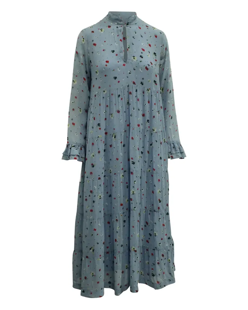 Ganni floral-print tiered maxi dress - Blau Blau