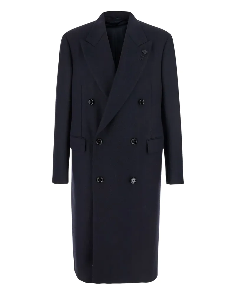 LARDINI double-breasted herringbone coat - Blau Blau