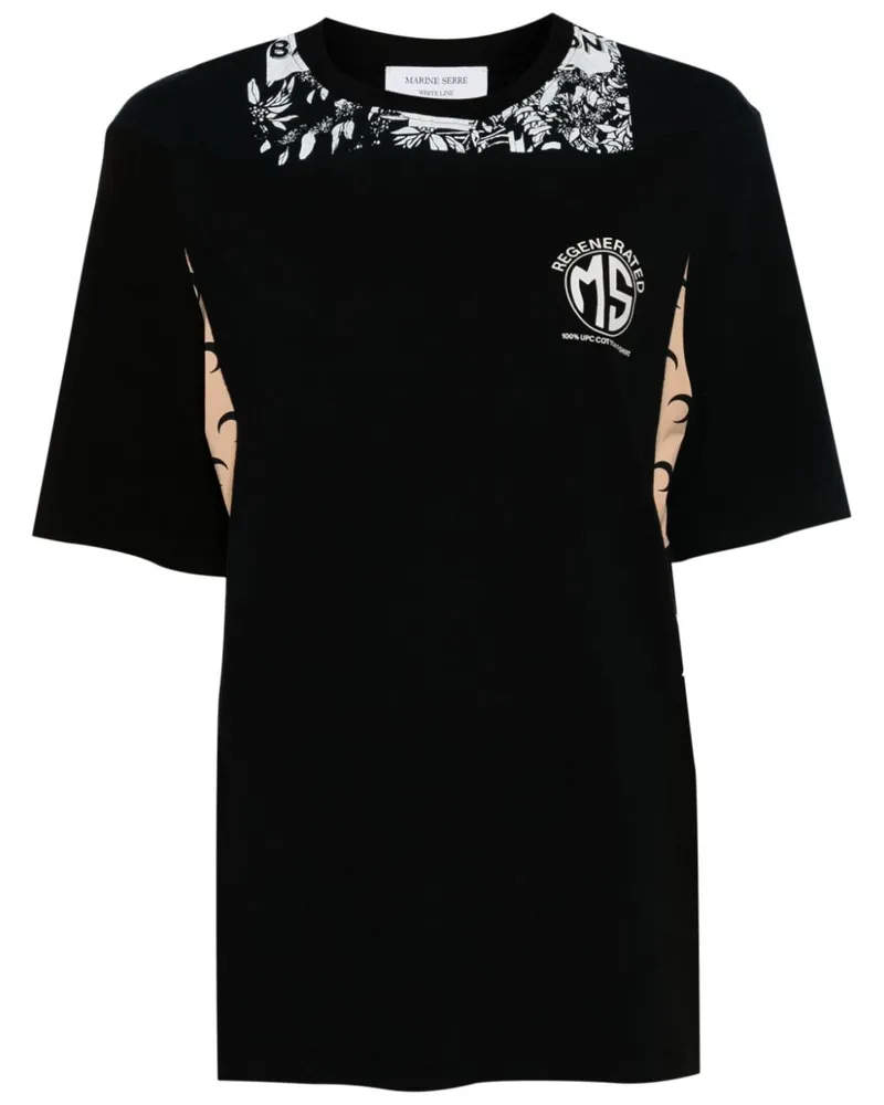 Marine Serre T-Shirt mit Logo-Print - Schwarz Schwarz