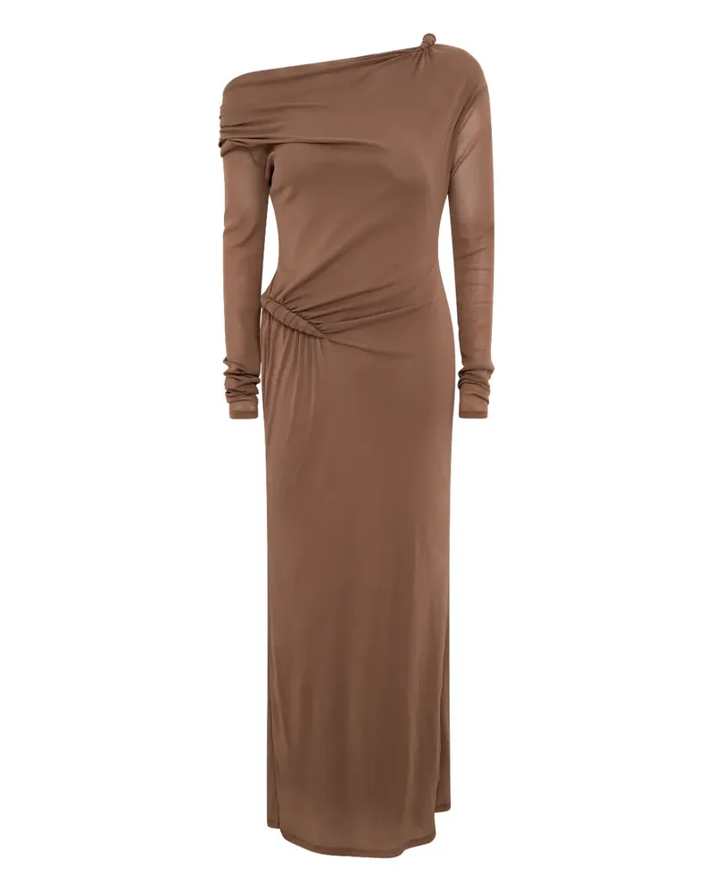 Paris Georgia Croissant Maxikleid mit verdrehten Details - Braun Braun