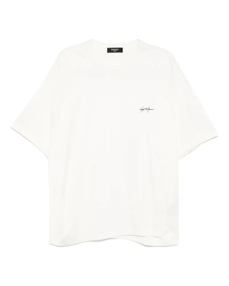SONGZIO Songjio Homme Slant T-Shirt mit Autogramm - Weiß Weiß