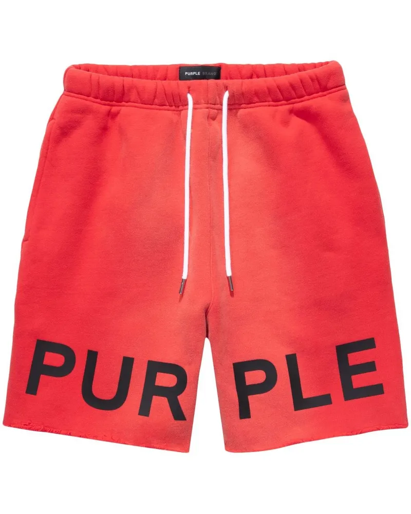 PURPLE BRAND Joggingshorts mit Logo-Print Rot