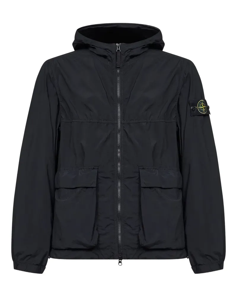 Stone Island logo-patch hooded jacket - Schwarz Schwarz