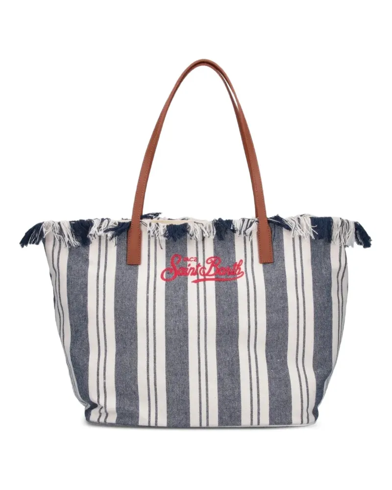 MC2 Saint Barth large City striped fringed tote bag - Weiß Weiß