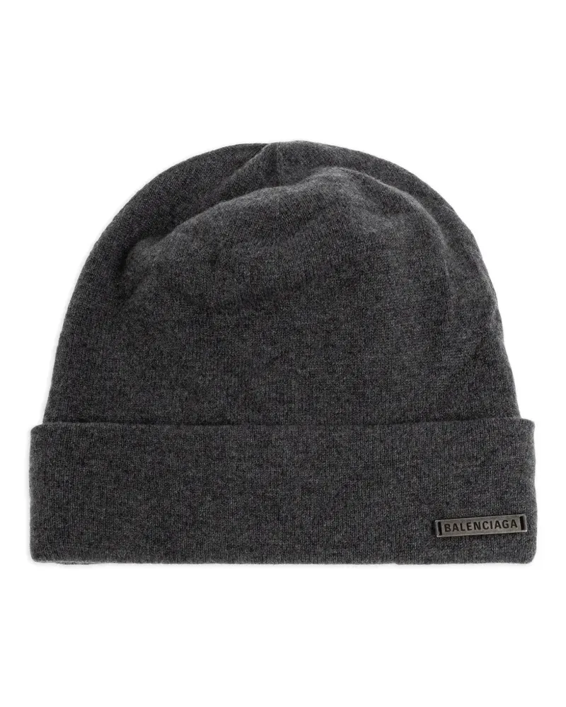 Balenciaga Mütze mit Logo-Schild - Grau Grau