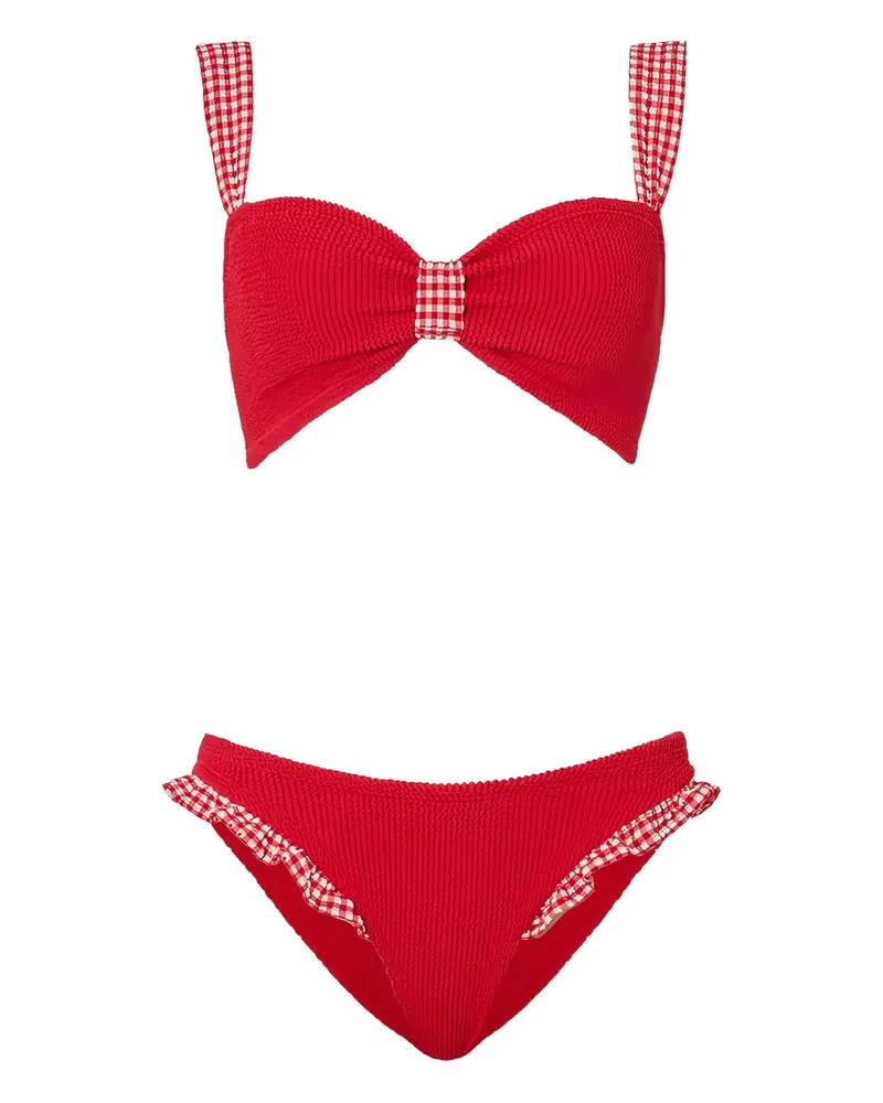 Hunza G Gerüschter Bikini mit Vichy-Karo - Rot Rot