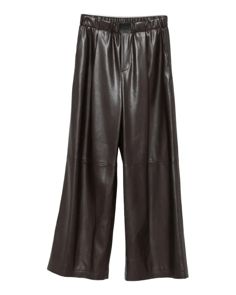 Isabelle Blanche logo-patch wide-leg trousers - Braun Braun