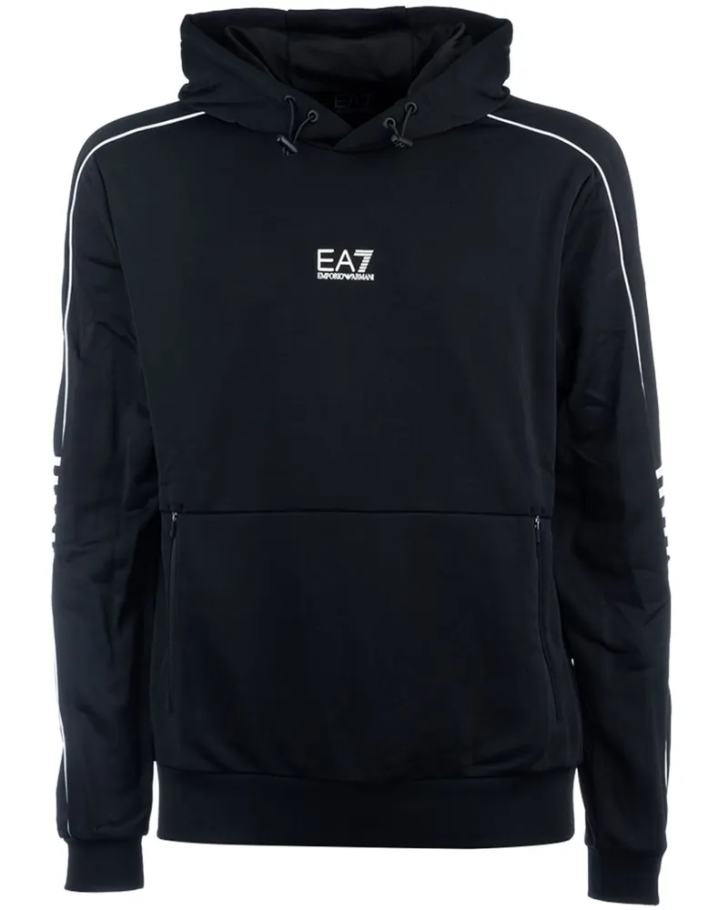 EA7 Hoodie mit Logo - Schwarz Schwarz