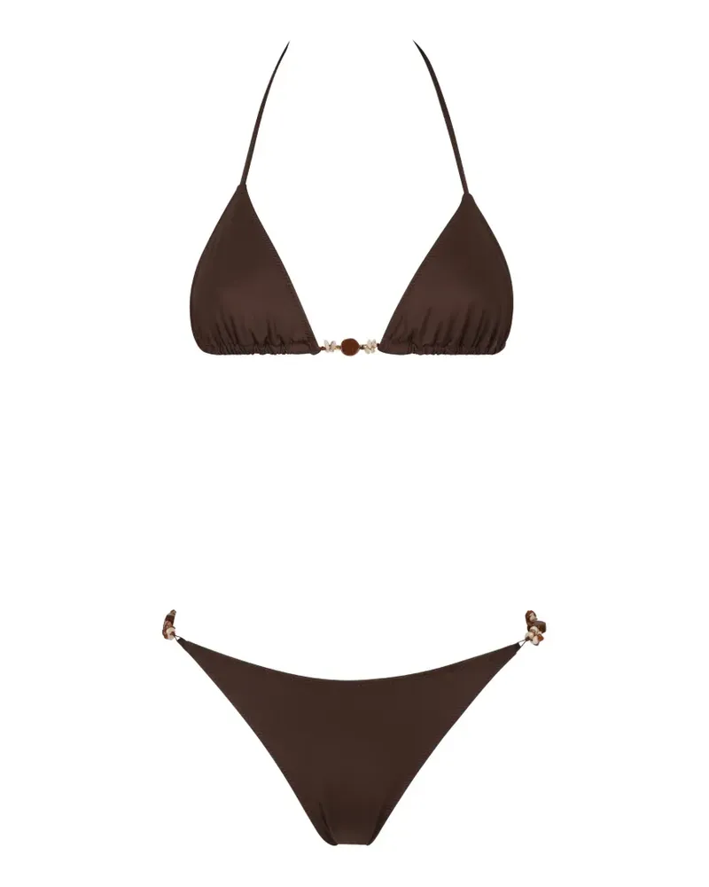 Anjuna bead-embellished triangle bikini - Braun Braun