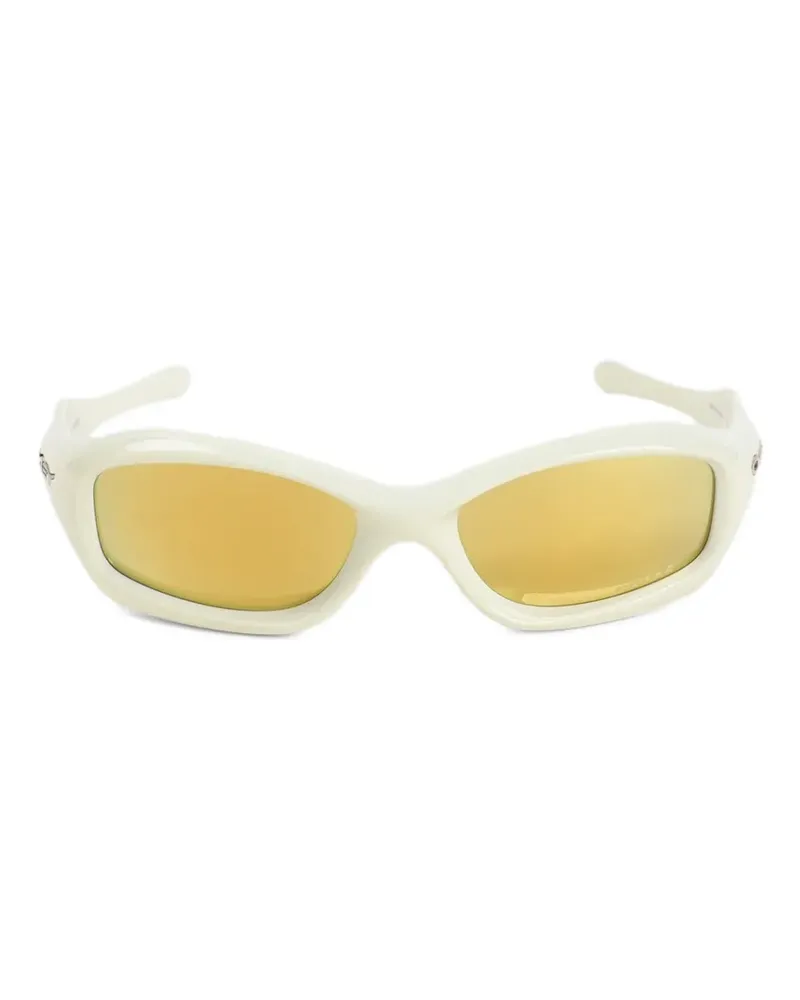 Oakley logo-plaque geometric-frame sunglasses - Weiß Weiß