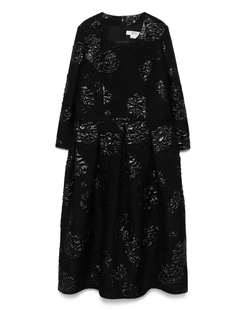 Comme des Garçons Midikleid aus Blumen-Brokat - Schwarz Schwarz
