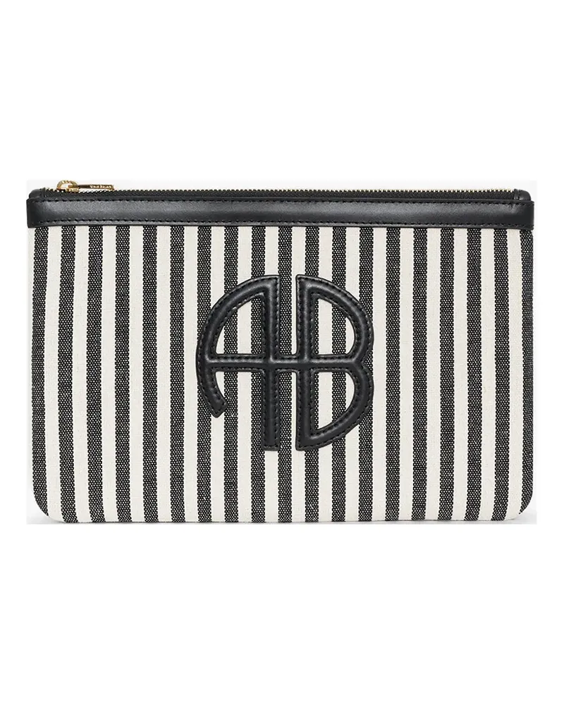 Anine Bing Lili pouch - white and black stripe - Weiß Weiß