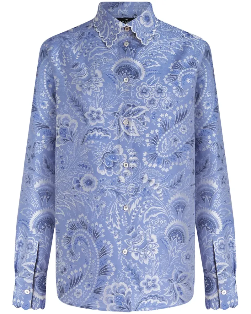 Etro Popeline-Hemd mit Paisleymuster - Blau Blau
