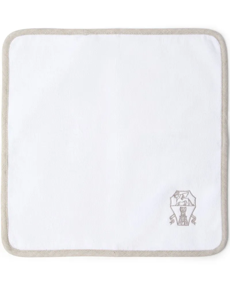 Brunello Cucinelli Badetuch mit Logo-Stickerei - Weiß Weiß