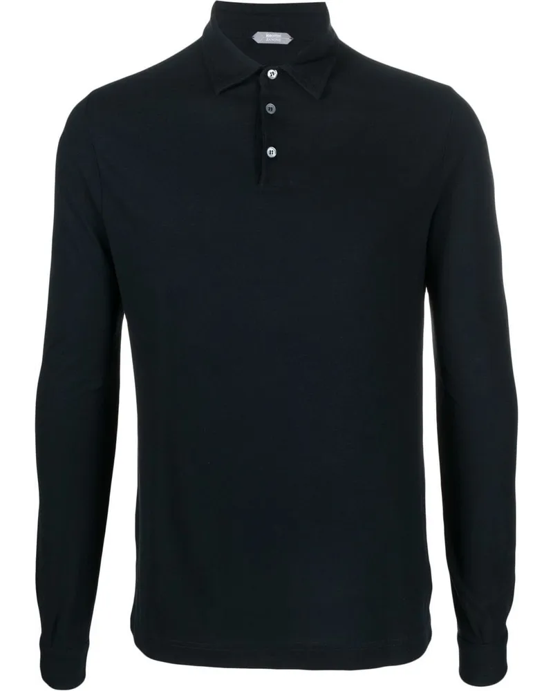 Zanone basic long-sleeved polo shirt Blau