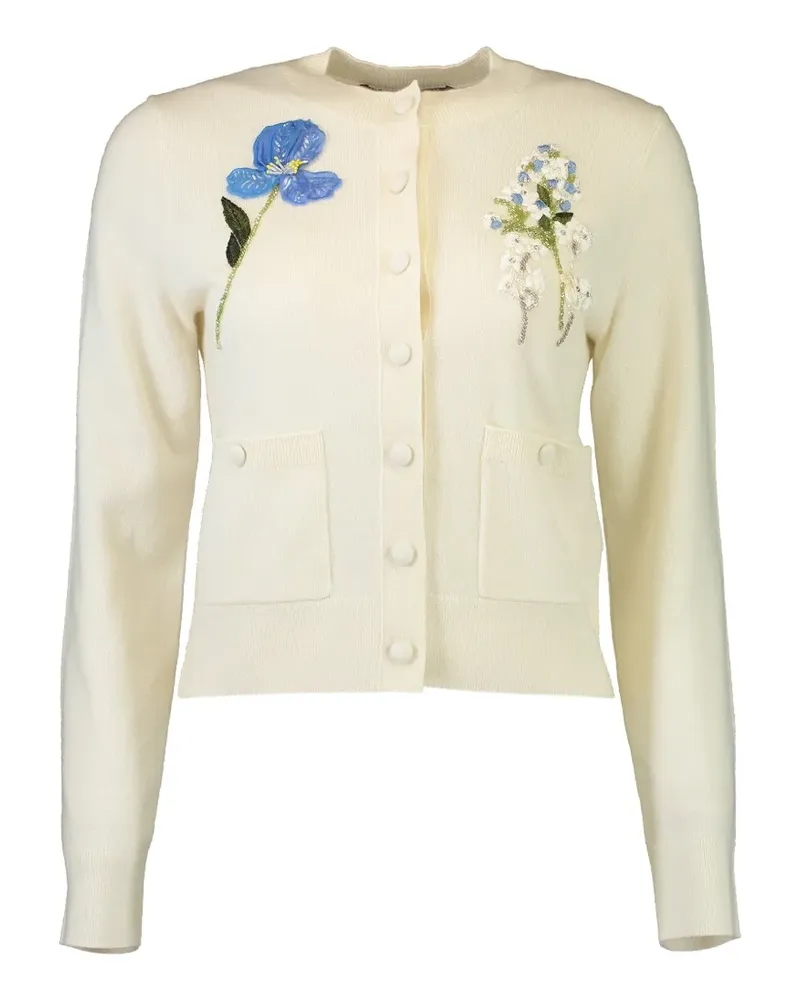 Monique Lhuillier floral-embroidered cardigan - Weiß Weiß