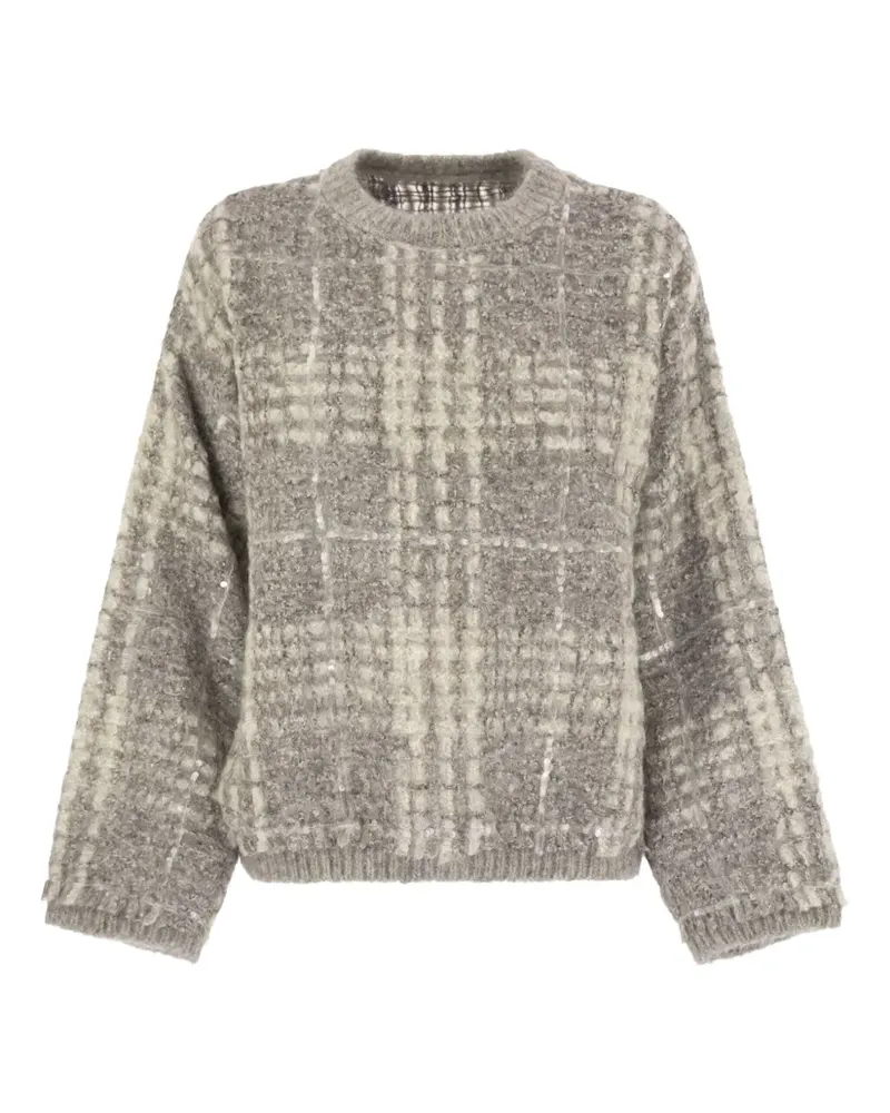 Brunello Cucinelli Grob gestrickter Pullover mit Pailletten - Grau Grau