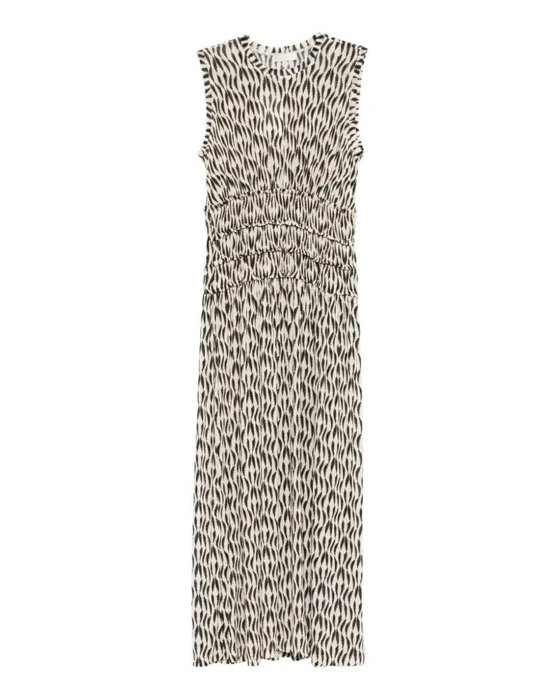 Ulla Johnson Kamaria shirred printed maxi dress - Nude Nude