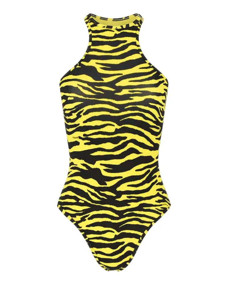 ATTICO tiger-print racerback swimsuit - Gelb Gelb