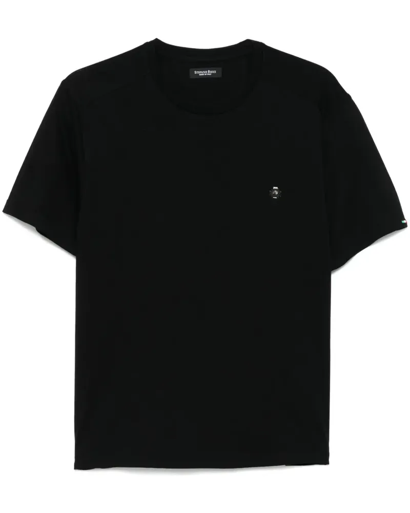 Stefano Ricci T-Shirt mit Logo-Schild - Schwarz Schwarz