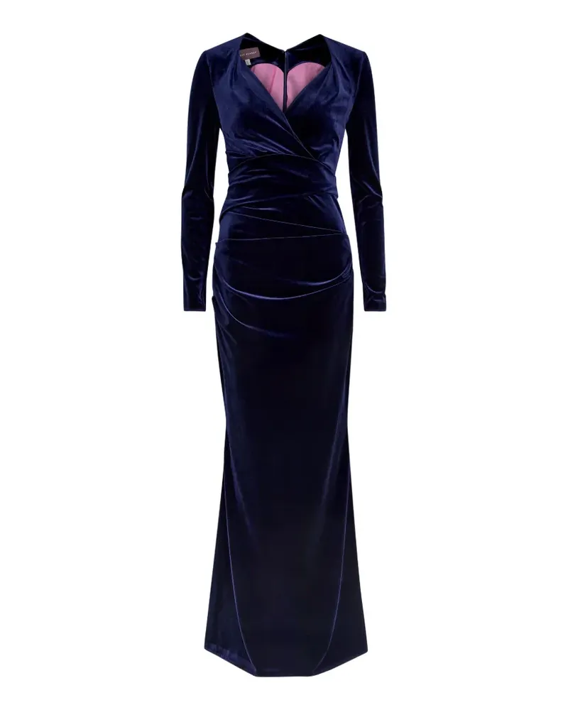 Talbot Runhof Gerafftes Abendkleid aus Samt - Blau Blau