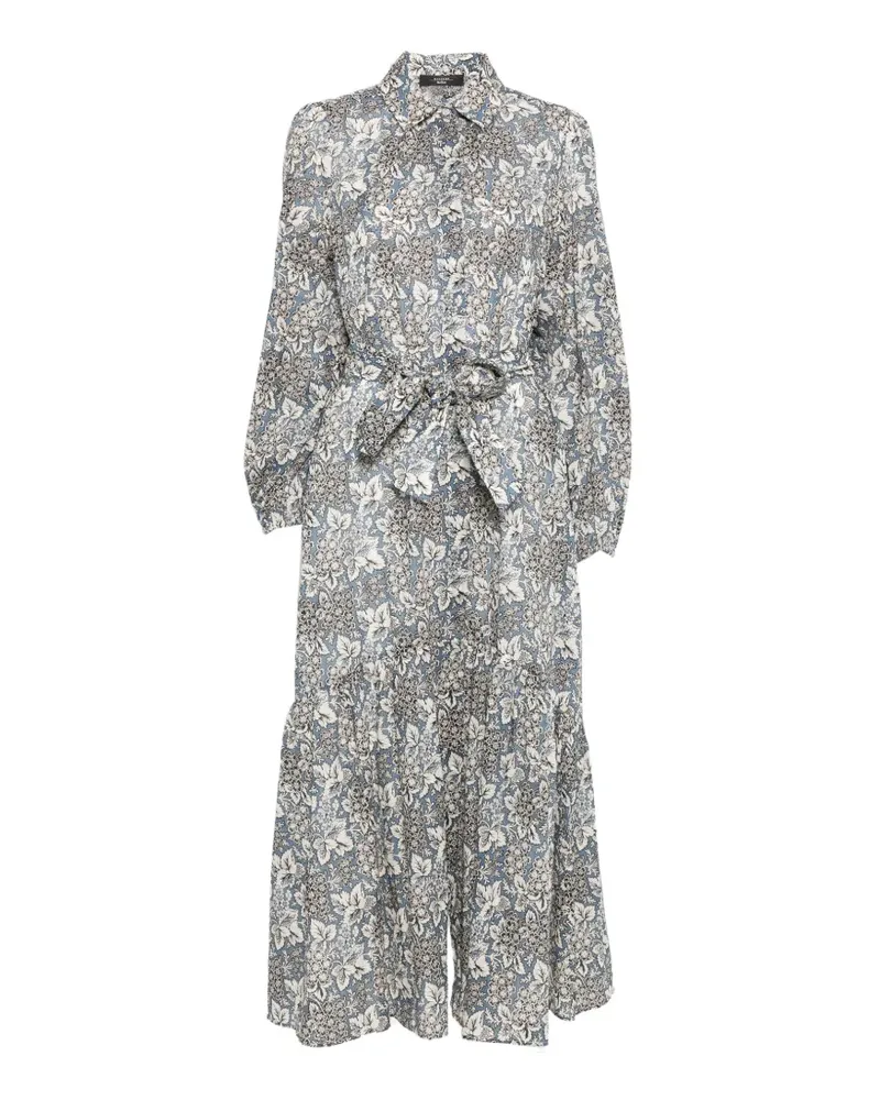 Max Mara Wkdoboli floral-print midi shirt dress - Blau Blau
