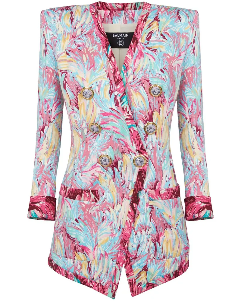 Balmain Blazer mit Feder-Print - Rosa Rosa