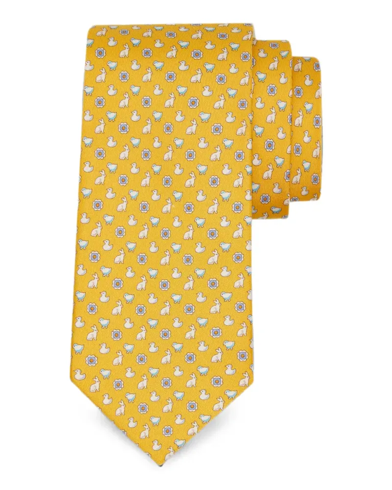 Ferragamo Seidenkrawatte mit Charms-Print - Gelb Gelb