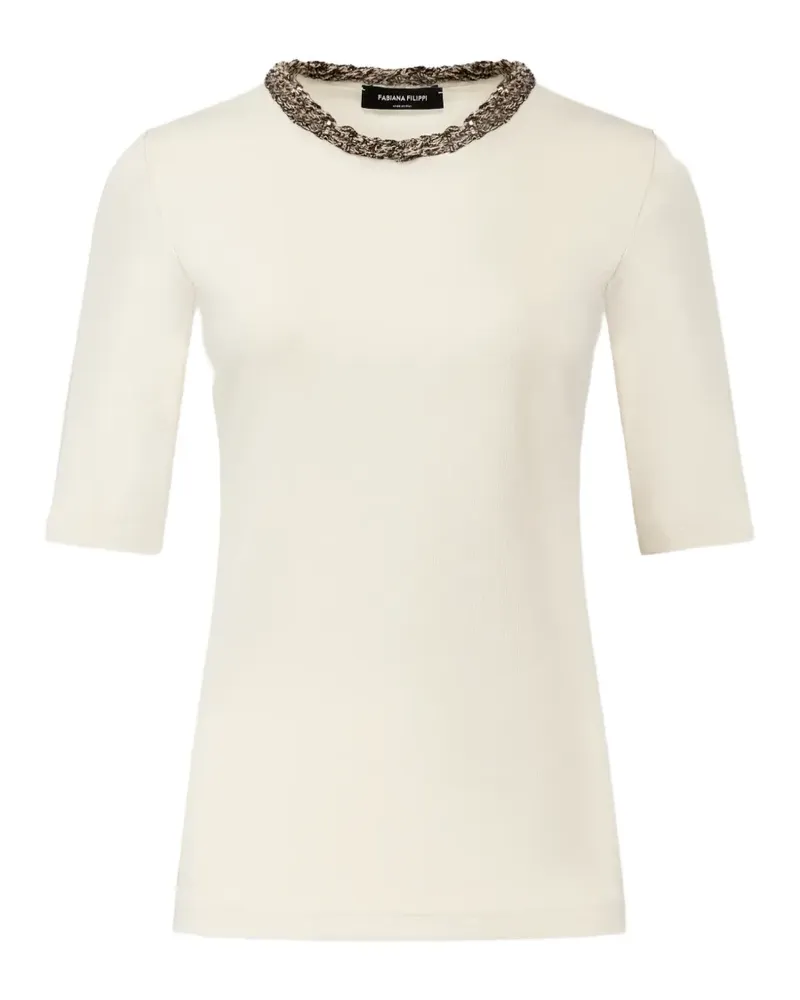 Fabiana Filippi sequin-embellished short-sleeve T-shirt - Nude Nude