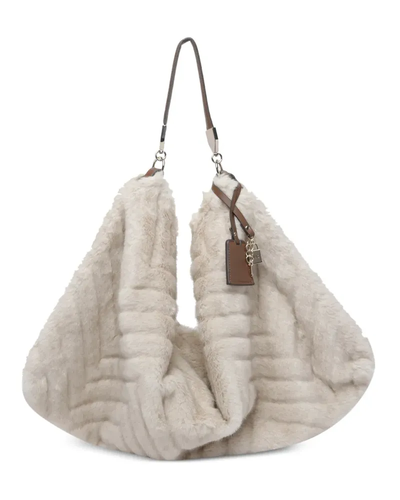 Liu Jo Chevron Tote Bag aus Faux Fur - Nude Nude