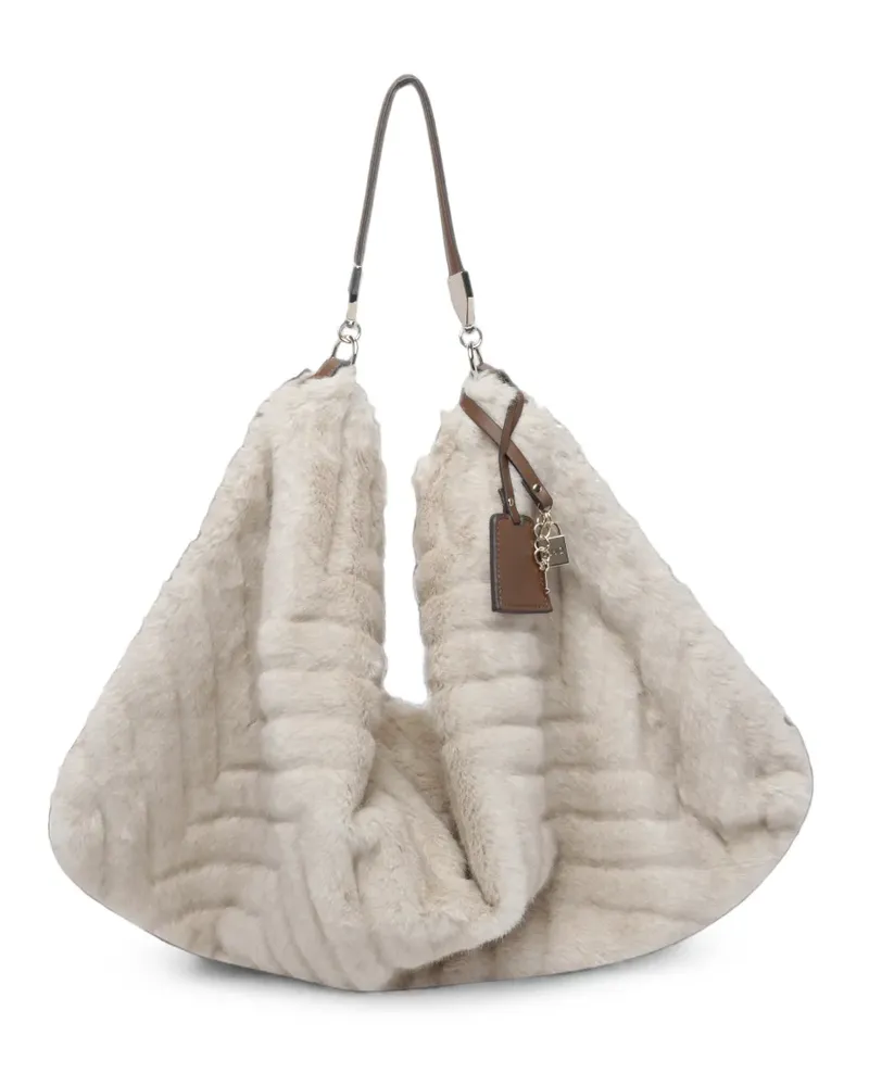 Liu Jo chevron faux-fur tote bag - Nude Nude