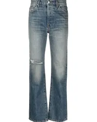 Amiri Gerade Distressed-Jeans Blau