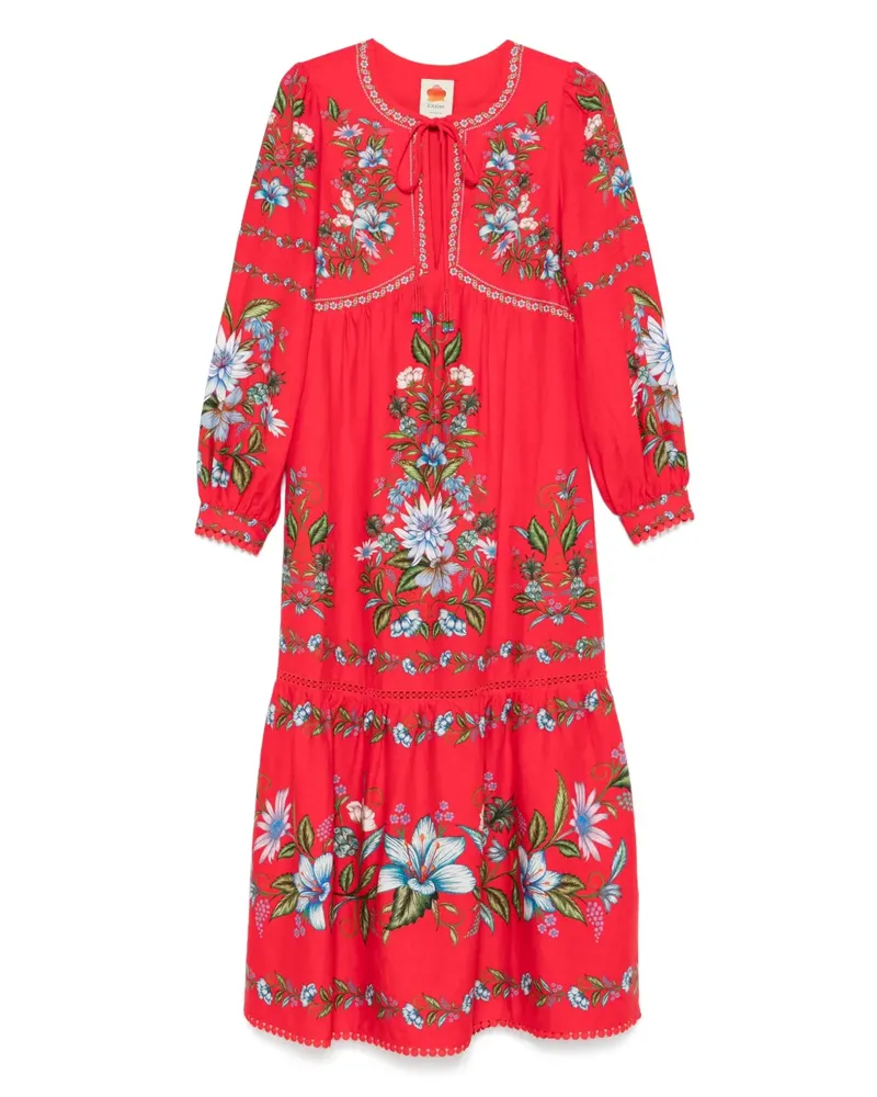 FARM Rio Sweet Bloom Kleid mit Bouquet-Print - Rot Rot