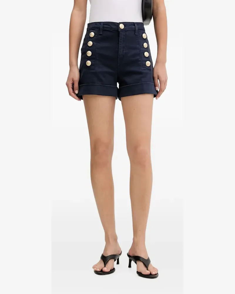 VICOLO button-embellished turn-up denim shorts - Blau Blau
