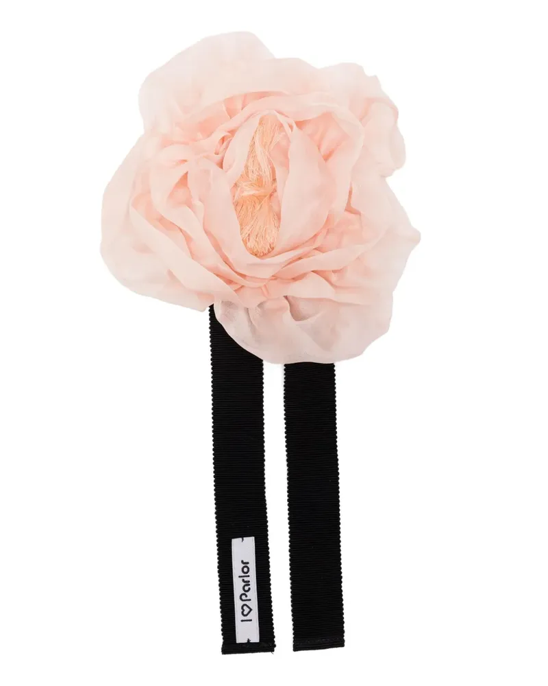 Parlor Choker mit Seidenblume - Rosa Rosa