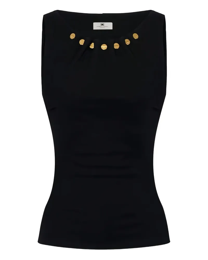 Elisabetta Franchi Oberteil mit Schmuckknöpfen - Schwarz Schwarz