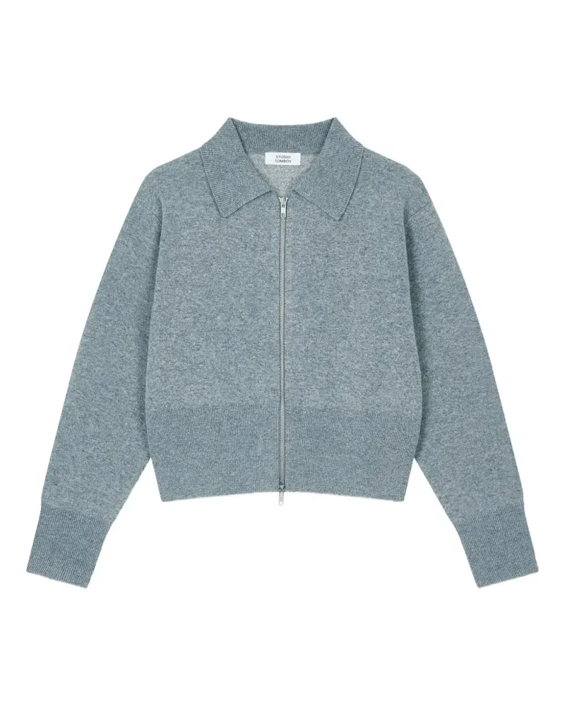 STUDIO TOMBOY zip-front polo-neck cardigan - Grau Grau