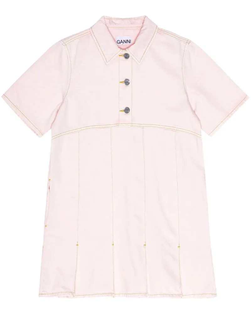 Ganni Jeans-Minikleid mit Faltensaum - Rosa Rosa
