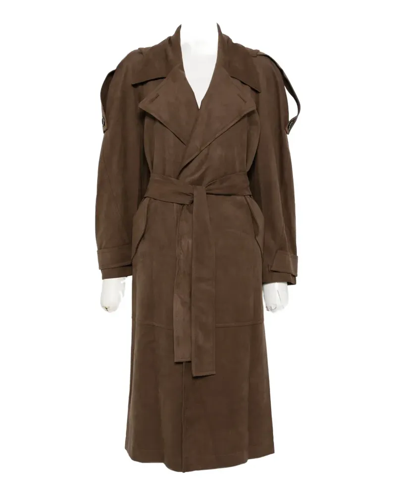 LOW CLASSIC belted faux-suede coat - Braun Braun