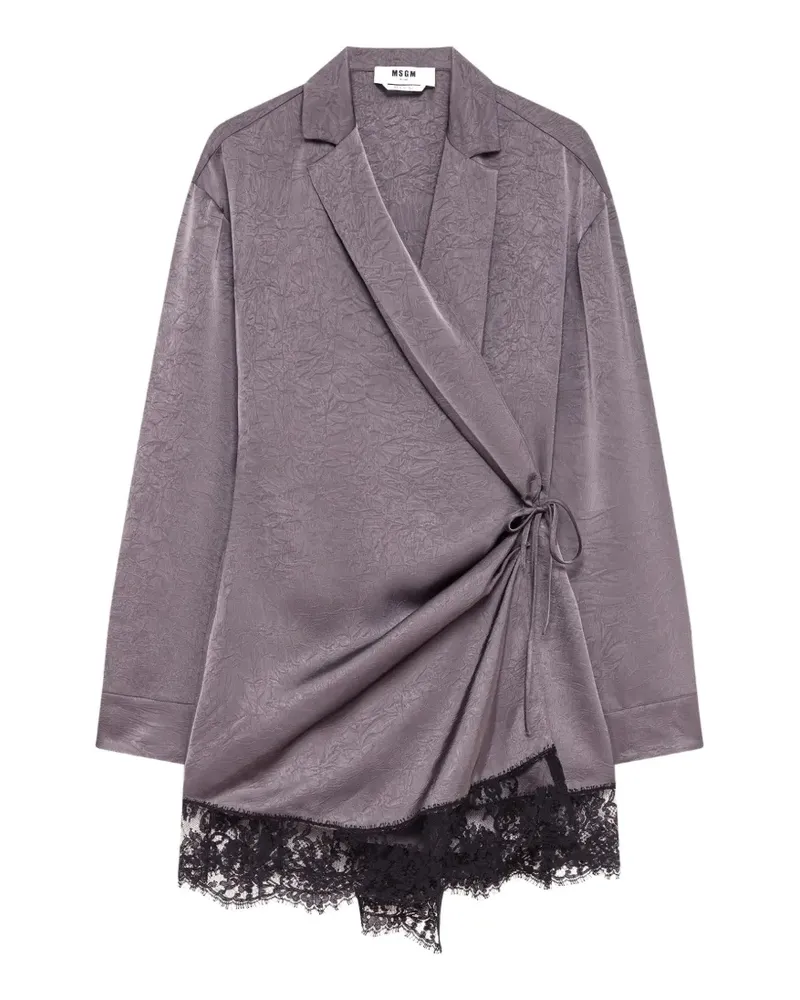 MSGM Minikleid mit Spitzenbesatz - Grau Grau