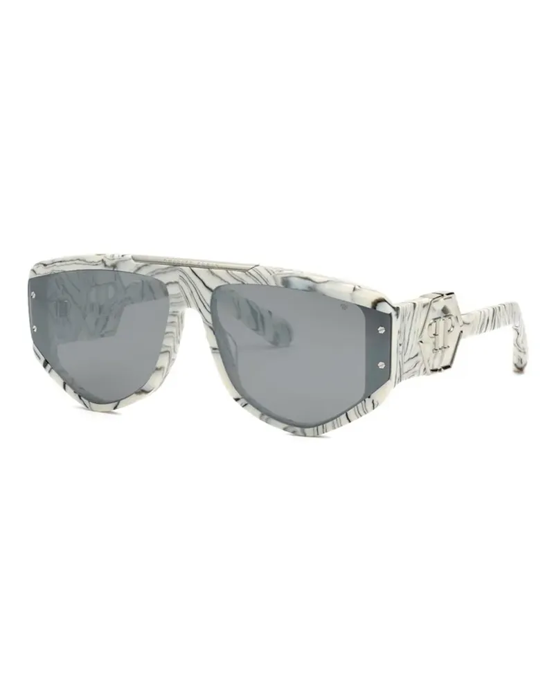 Philipp Plein marbled geometric-frame sunglasses - Weiß Weiß