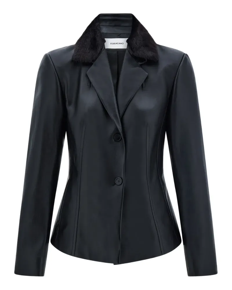 Ferragamo shearling-collar nappa blazer - Schwarz Schwarz