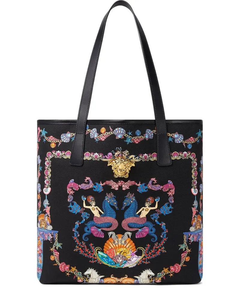 Versace Coral Theatre La Medusa Tote Bag aus Canvas - Schwarz Schwarz