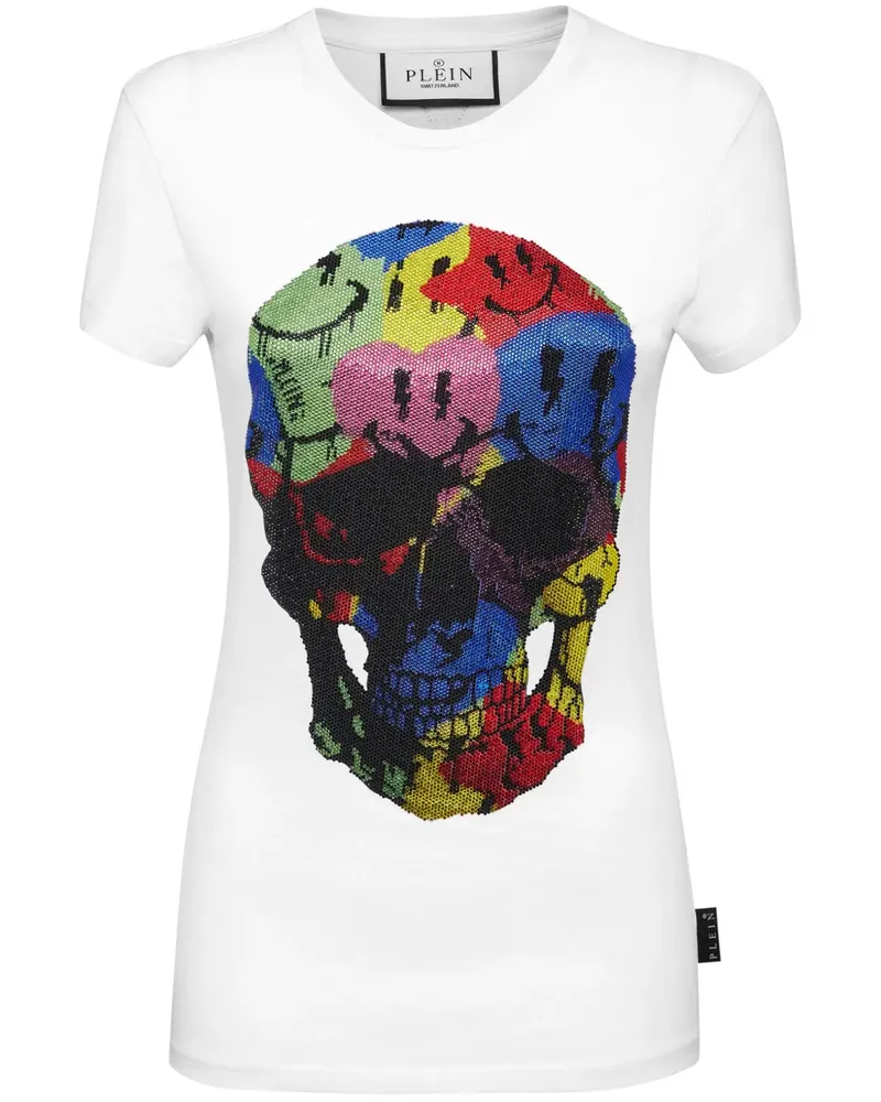 Philipp Plein T-Shirt mit Strass-Totenkopf - Weiß Weiß