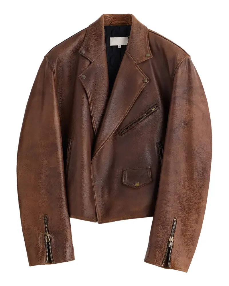 Maison Margiela Bikerjacke aus Leder - Braun Braun