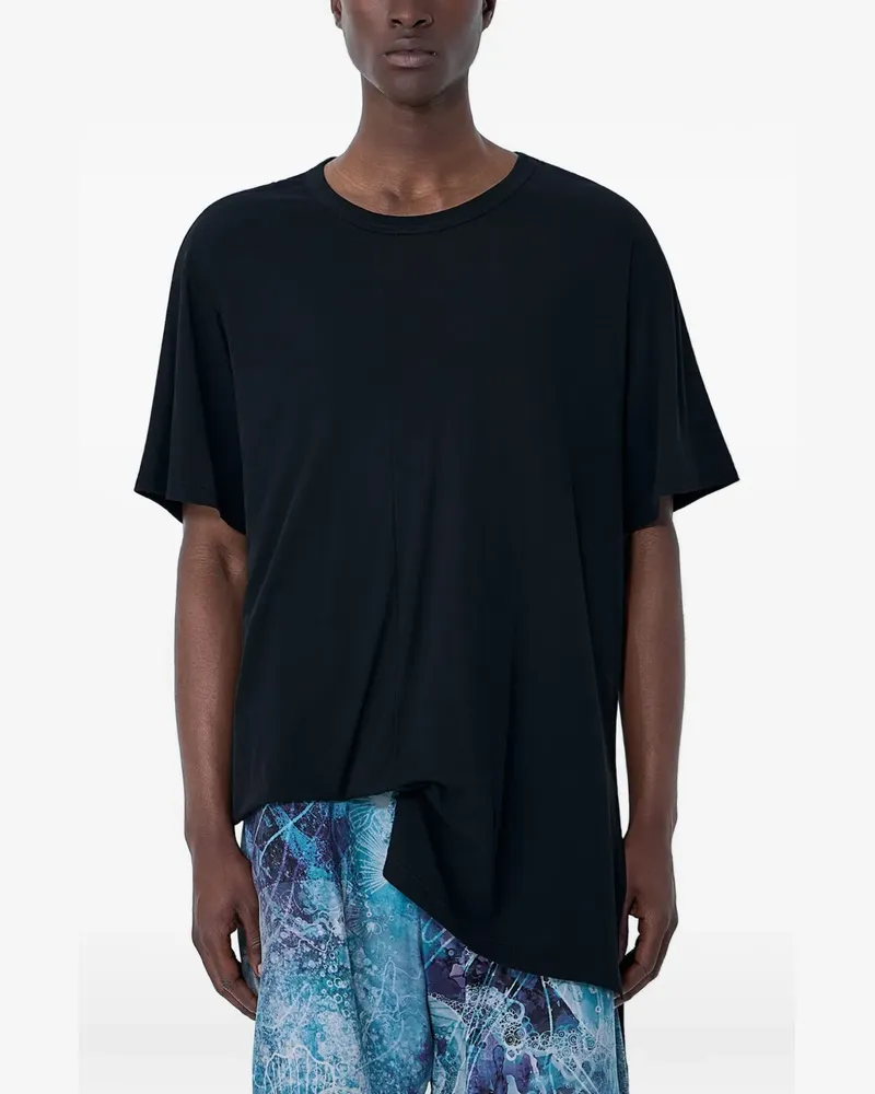 Yohji Yamamoto asymmetrical crew neck T-shirt - Schwarz Schwarz